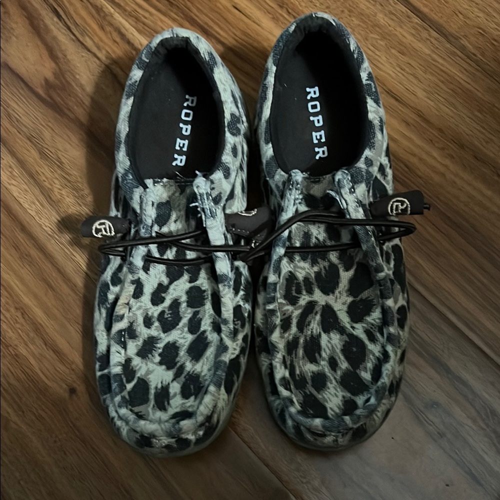 Roper Kids Shoes in Black and White Animal Print